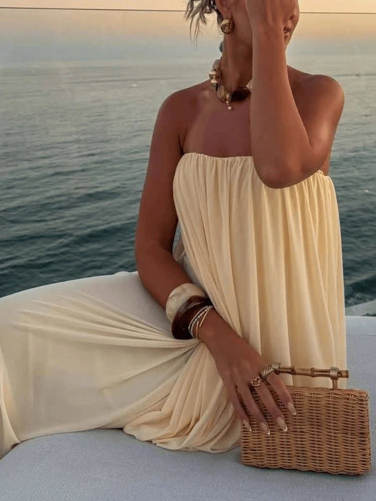 EVELINA | Drapiertes Trägerloses Maxikleid